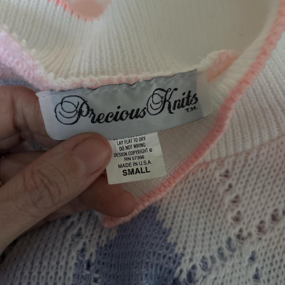 Pastel Argyle Knit Sweater with Collar - Women's - Picture 3 of 3